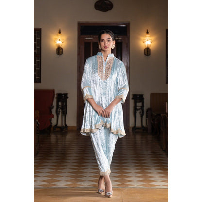 Naseebo Sky Blue Dream Velvet Co-Ord (Set of 2)