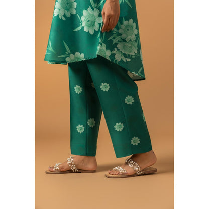 Naseebo Emerald Whisper Muslin Kurta with Pant - Green