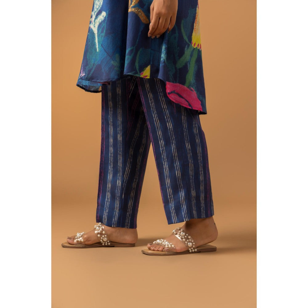 Naseebo Midnight Canvas Muslin Kurta with Pant - Blue