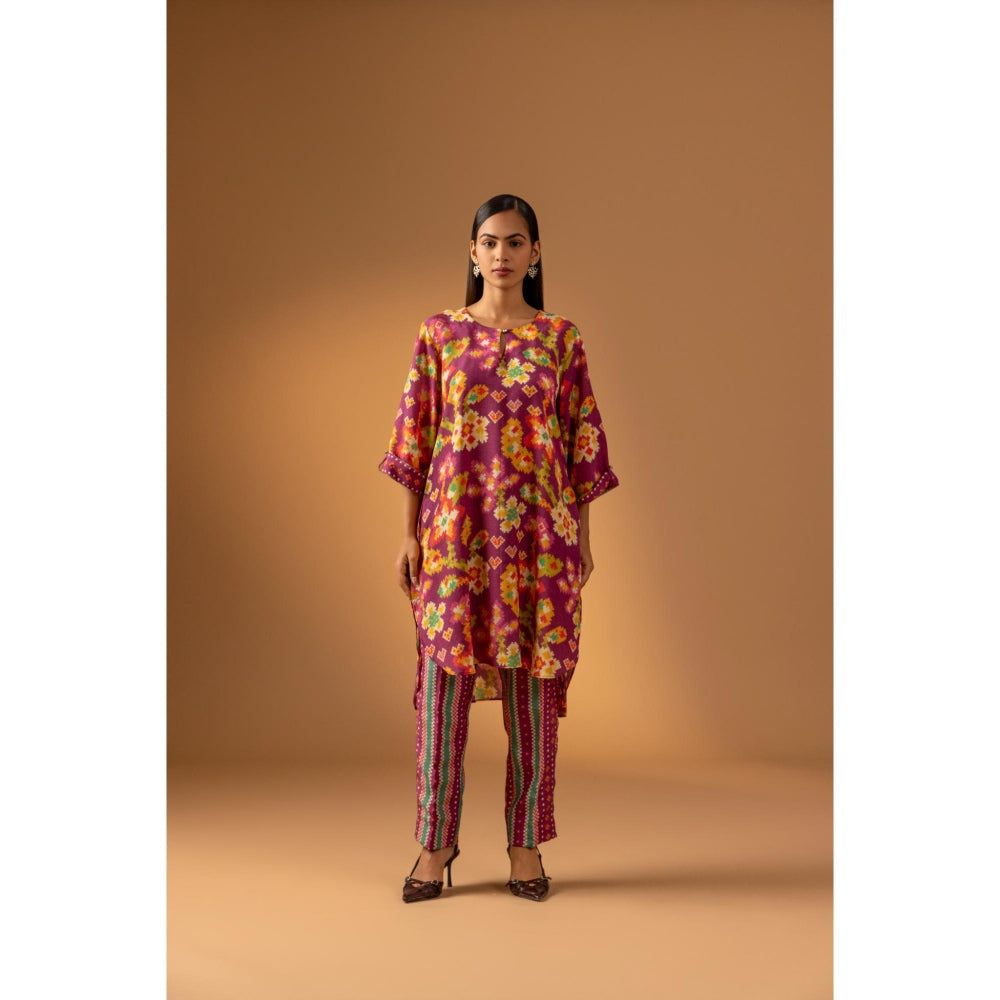 Naseebo Magenta Reverie Muslin Kurta with Pant - Purple