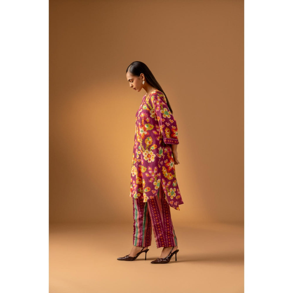 Naseebo Magenta Reverie Muslin Kurta with Pant - Purple