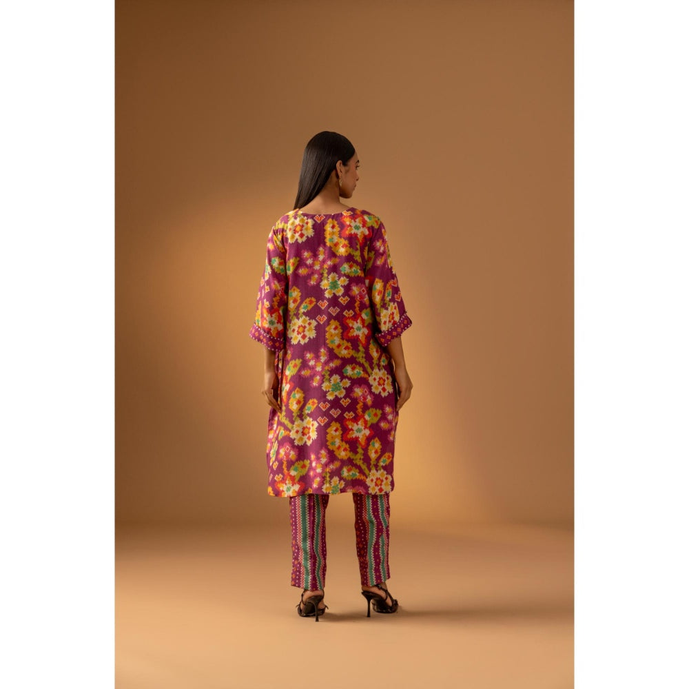 Naseebo Magenta Reverie Muslin Kurta with Pant - Purple
