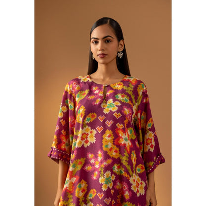 Naseebo Magenta Reverie Muslin Kurta with Pant - Purple