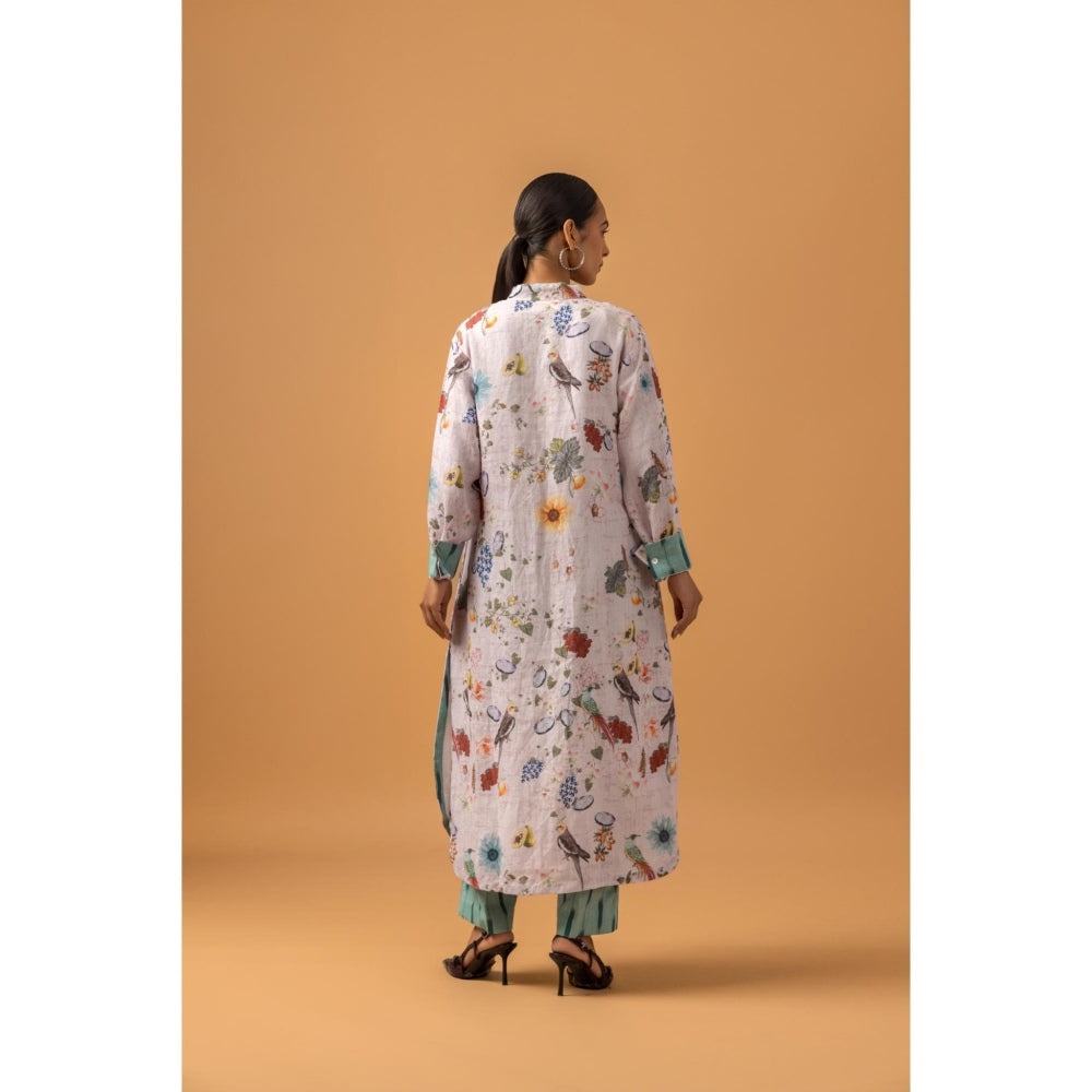 Naseebo Meadow Dream Linen Premium Kurta with Pant - Multi-Color