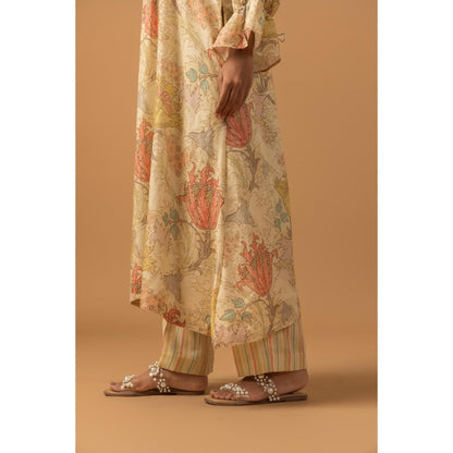 Naseebo Golden Whispers Linen Premium Kurta with Pant - Beige