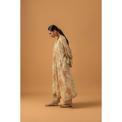 Naseebo Golden Whispers Linen Premium Kurta with Pant - Beige