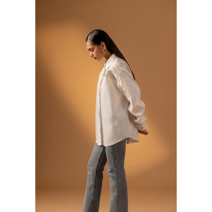 Naseebo White Moonlit Essence Lace Shirt