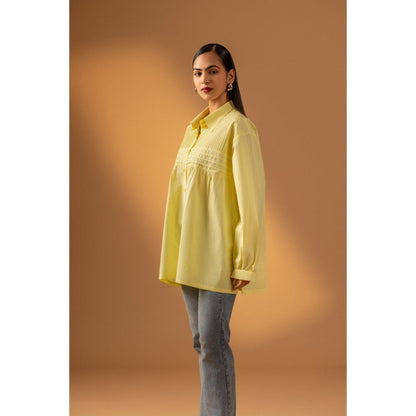 Naseebo Yellow Lemon Glow Cotton Poplin Shirt