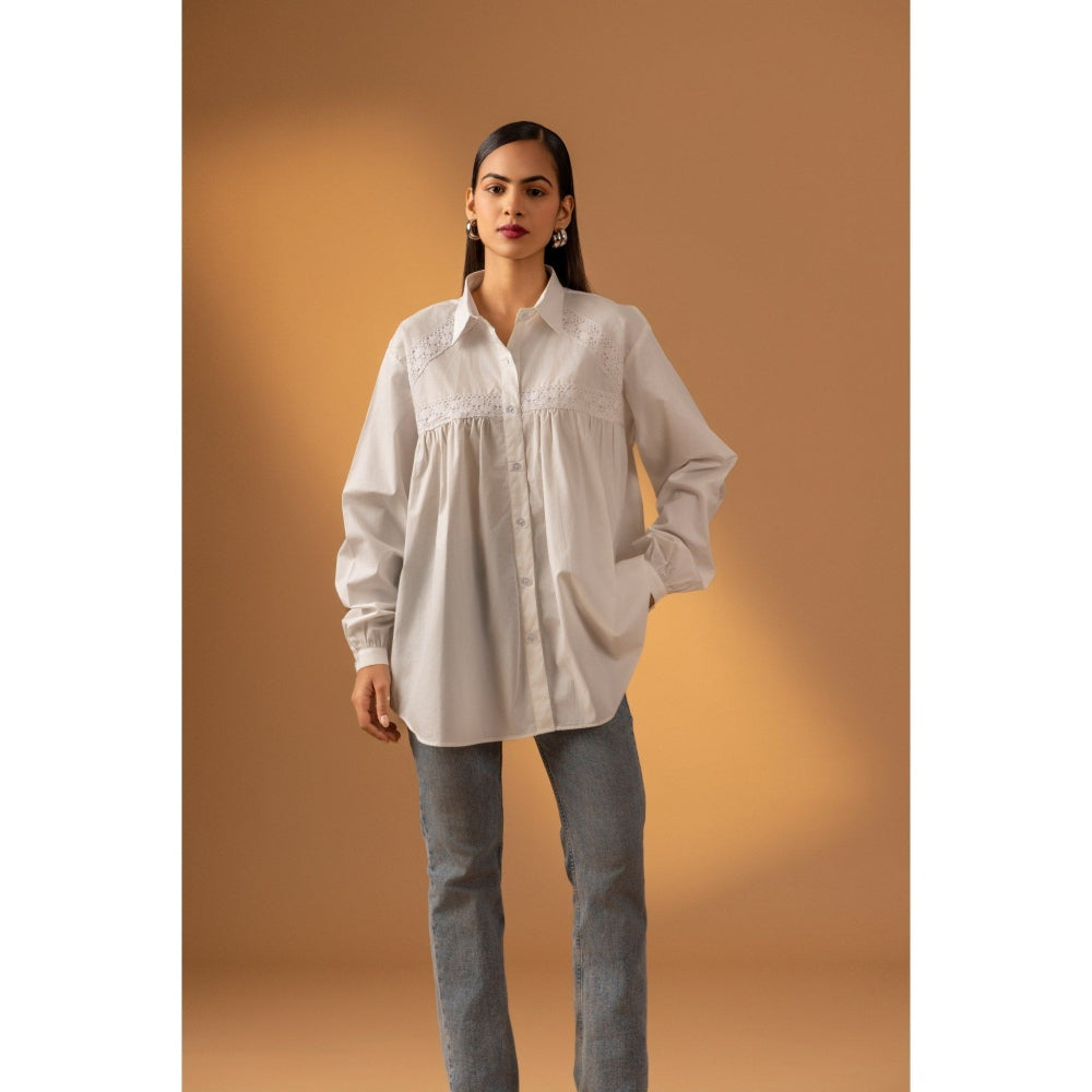 Naseebo Ivory Bloom Lace Shirt