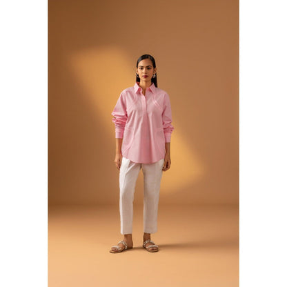 Naseebo Pink Cotton Candy Lace Shirt