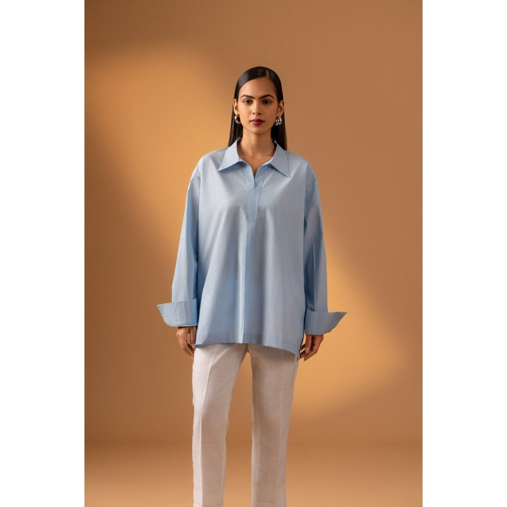 Naseebo Blue Sky Haze Cotton Poplin Shirt