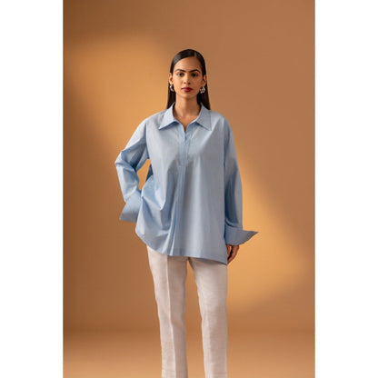 Naseebo Blue Sky Haze Cotton Poplin Shirt