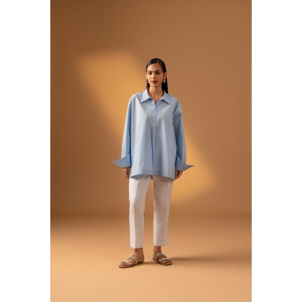 Naseebo Blue Sky Haze Cotton Poplin Shirt