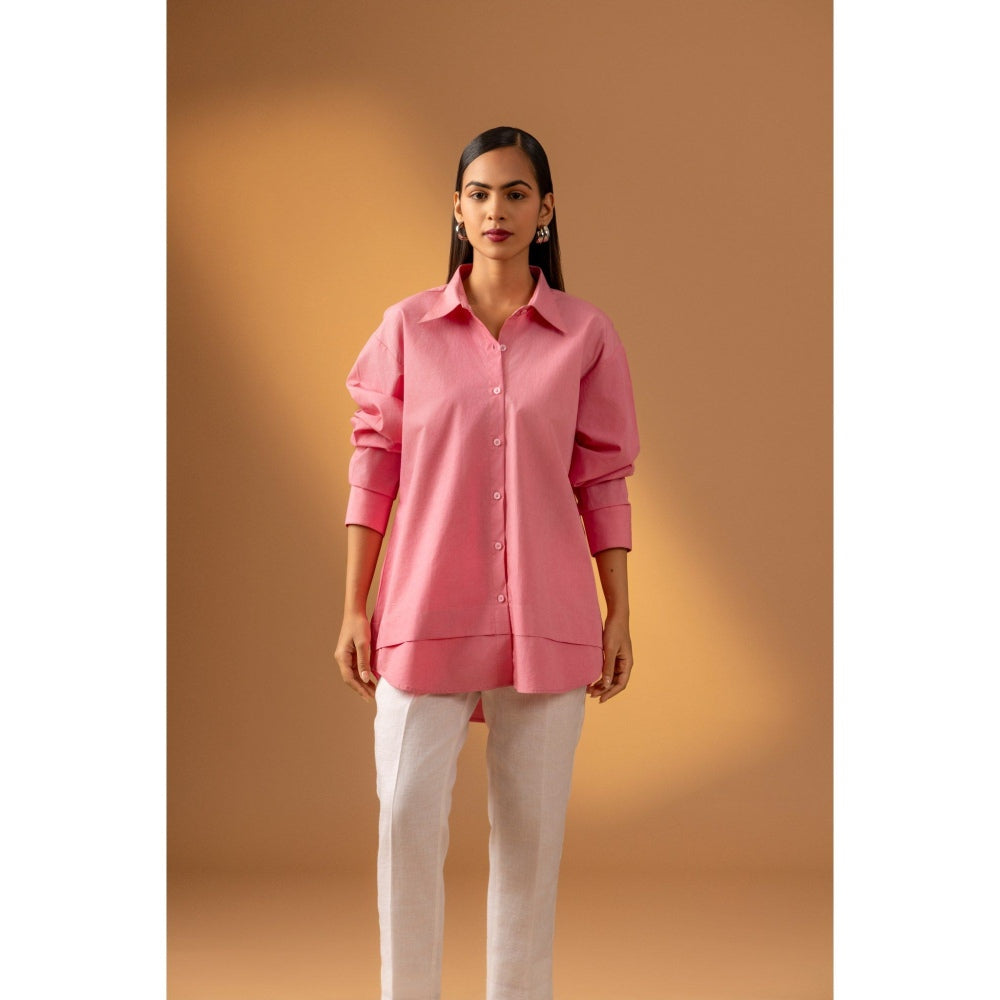 Naseebo Coral Pink Cotton Poplin Shirt