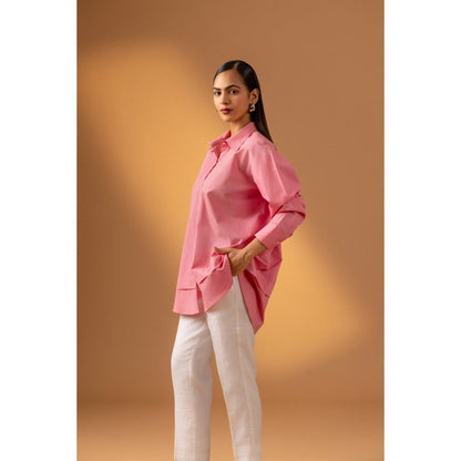 Naseebo Coral Pink Cotton Poplin Shirt
