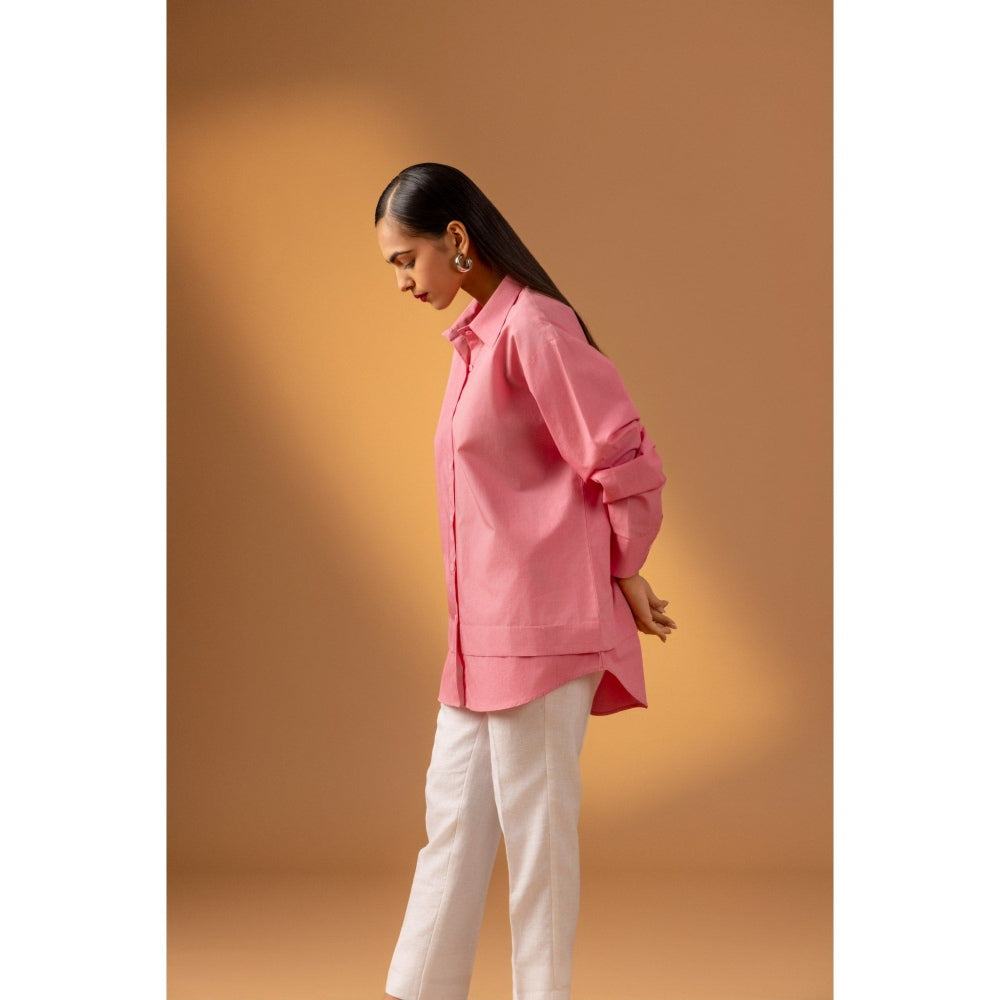 Naseebo Coral Pink Cotton Poplin Shirt