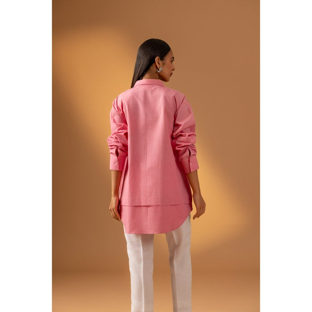 Naseebo Coral Pink Cotton Poplin Shirt