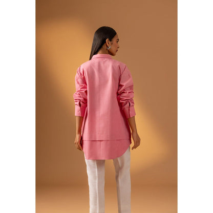 Naseebo Coral Pink Cotton Poplin Shirt