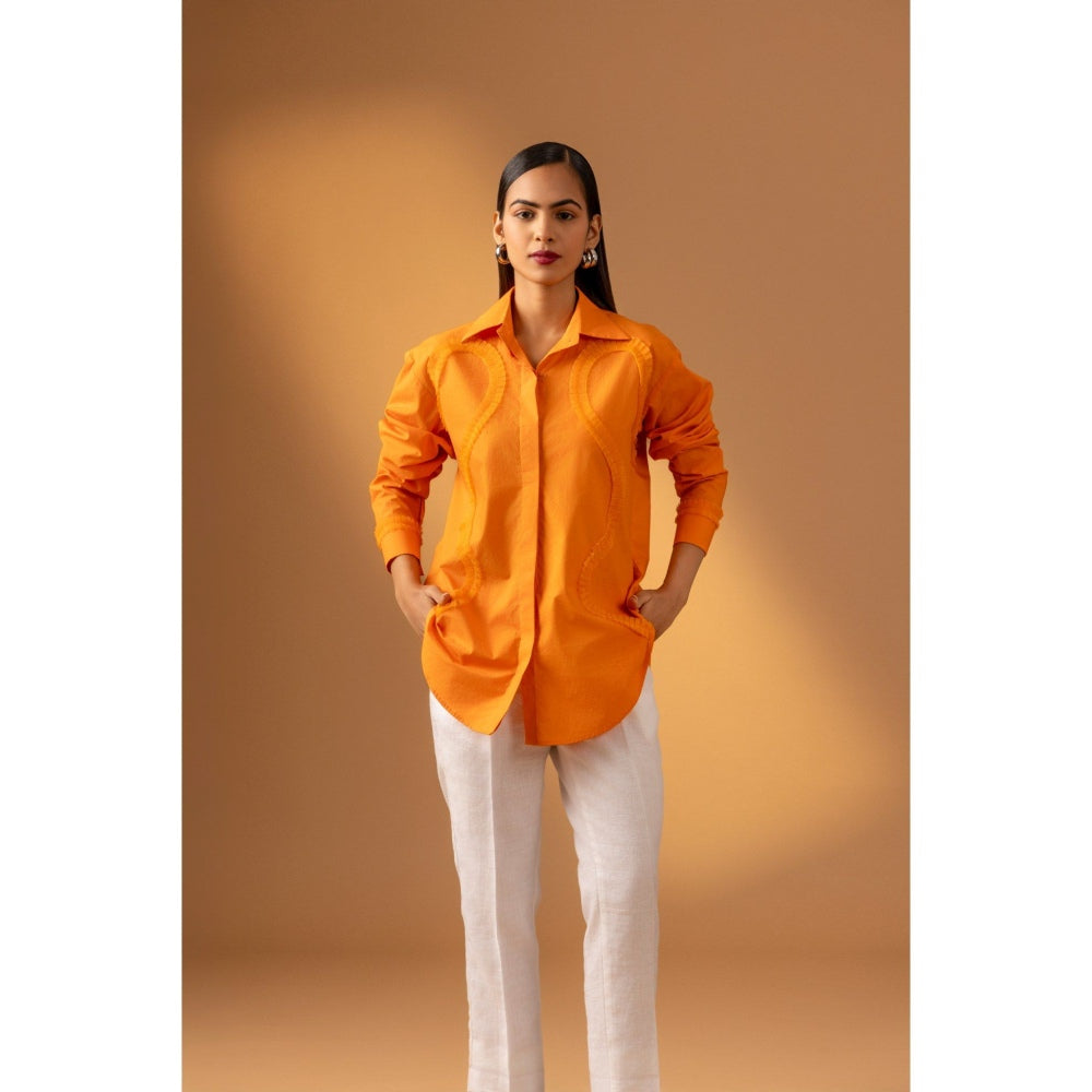 Naseebo Orange Tangerine Flame Lace Shirt