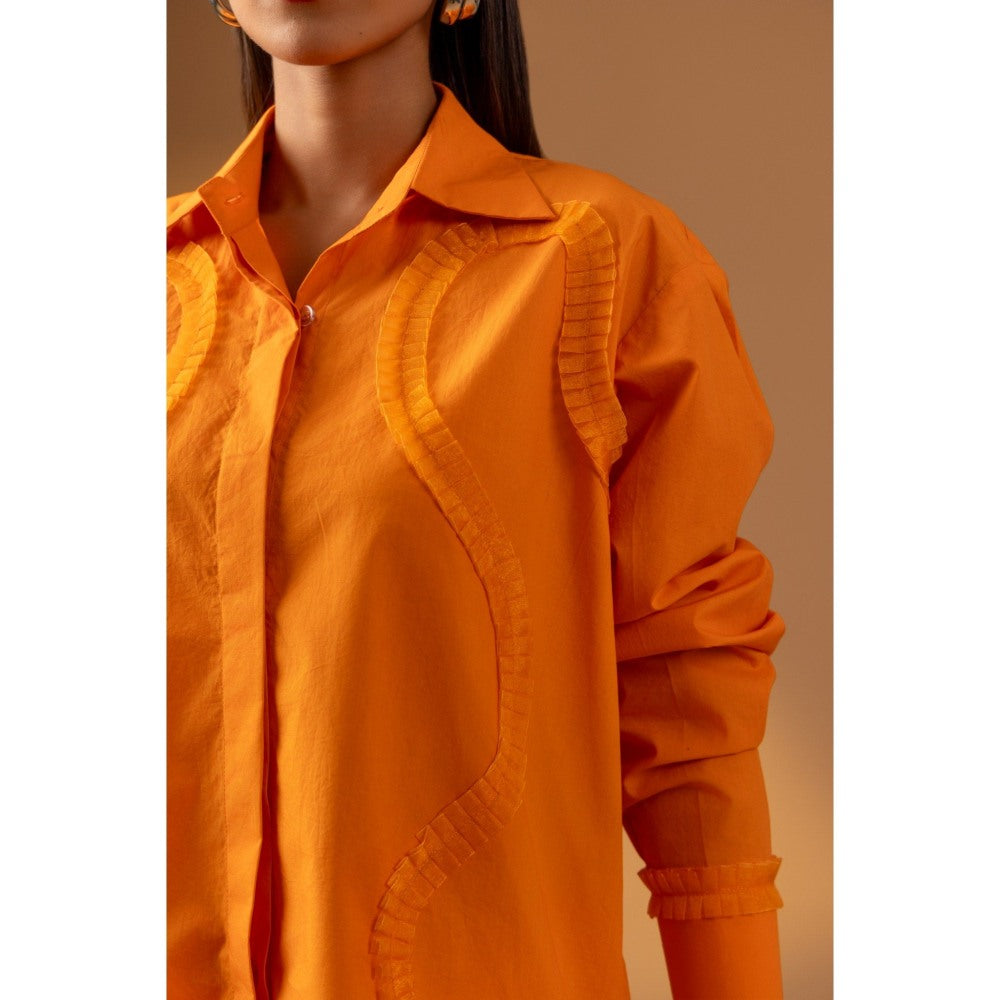 Naseebo Orange Tangerine Flame Lace Shirt