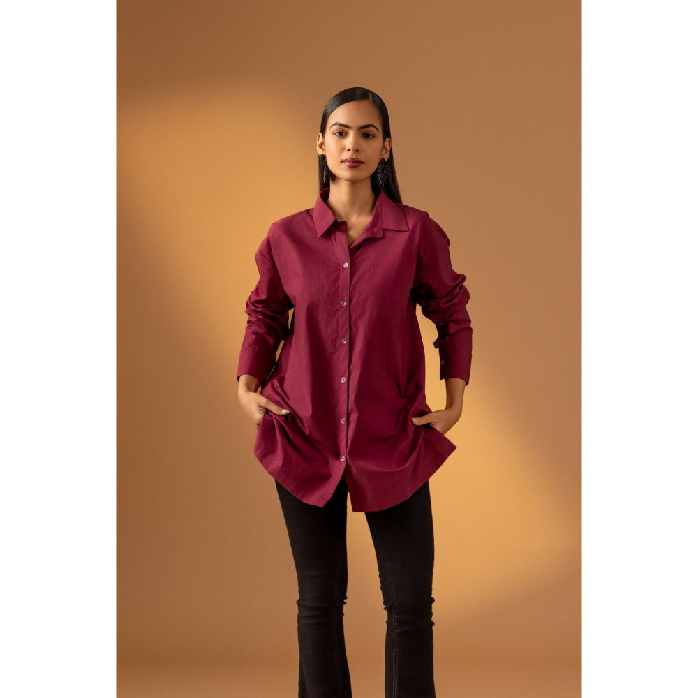 Naseebo Wine Mulberry Muse Cotton Poplin Shirt
