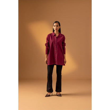 Naseebo Wine Mulberry Muse Cotton Poplin Shirt