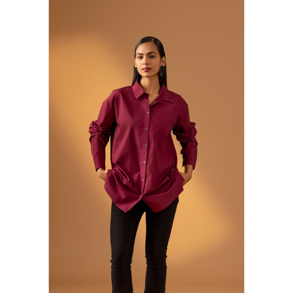 Naseebo Wine Mulberry Muse Cotton Poplin Shirt