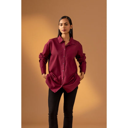 Naseebo Wine Mulberry Muse Cotton Poplin Shirt