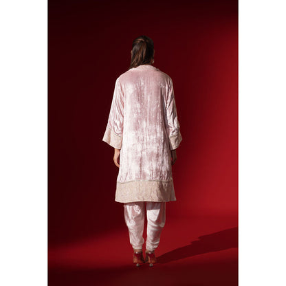 Naseebo Champagne Pink Velvet Radiance Kurta and Dhoti