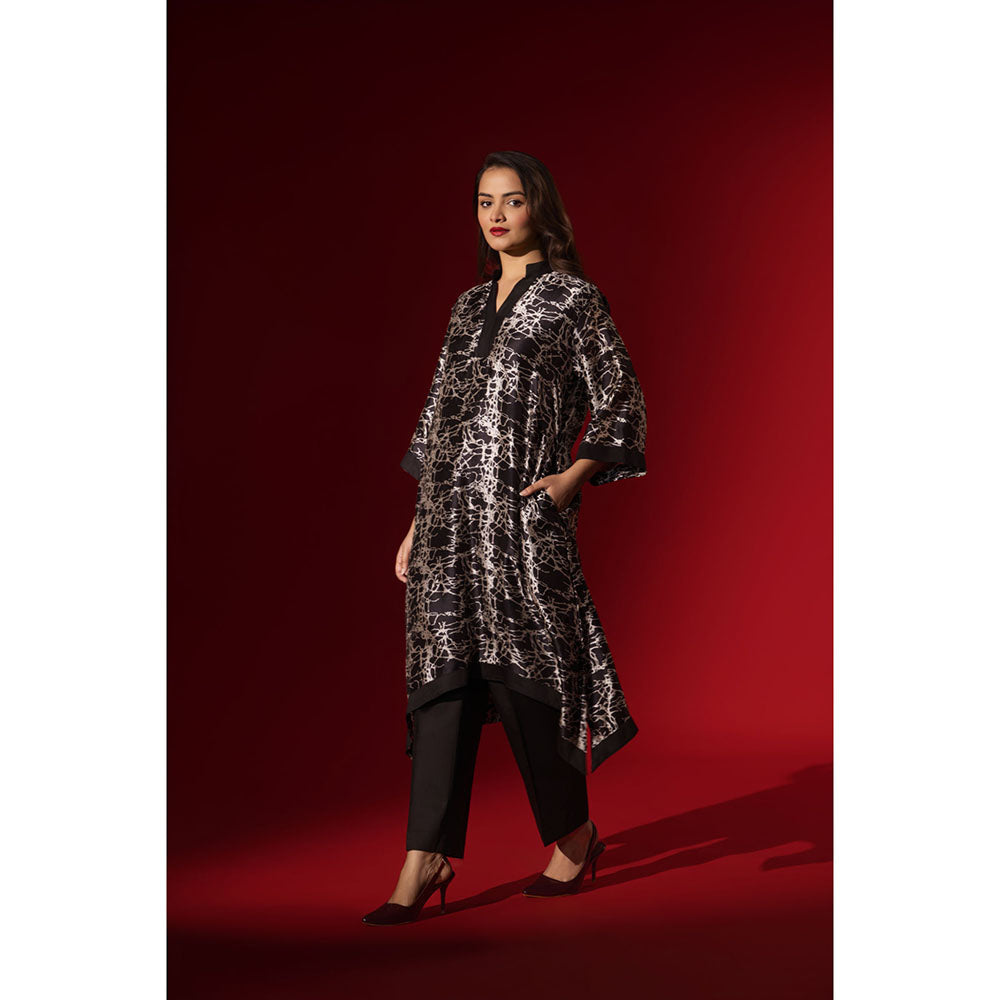 Naseebo Ebony Black Silk Kurta and Pant