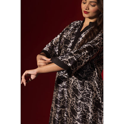 Naseebo Ebony Black Silk Kurta and Pant