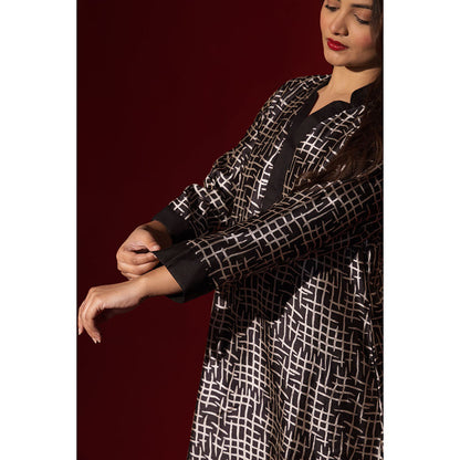 Naseebo Elegance Ebony Black Silk Kurta and Pant