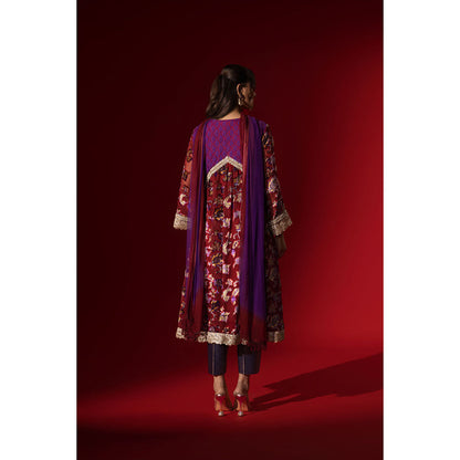 Naseebo Maroon Mystic Velvet Anarkali with Pant & Dupatta