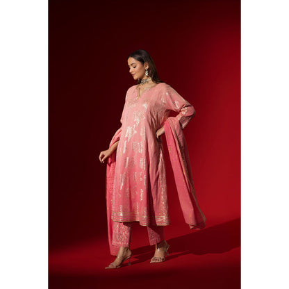 Naseebo Pink Gota Work Anarkali with Pant & Dupatta
