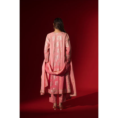 Naseebo Pink Gota Work Anarkali with Pant & Dupatta