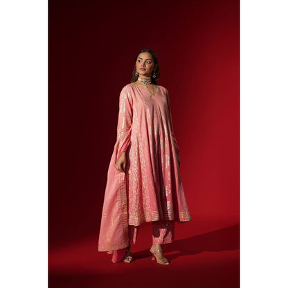 Naseebo Pink Gota Work Anarkali with Pant & Dupatta