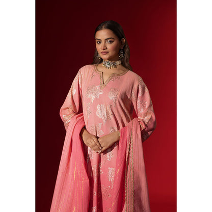 Naseebo Pink Gota Work Anarkali with Pant & Dupatta