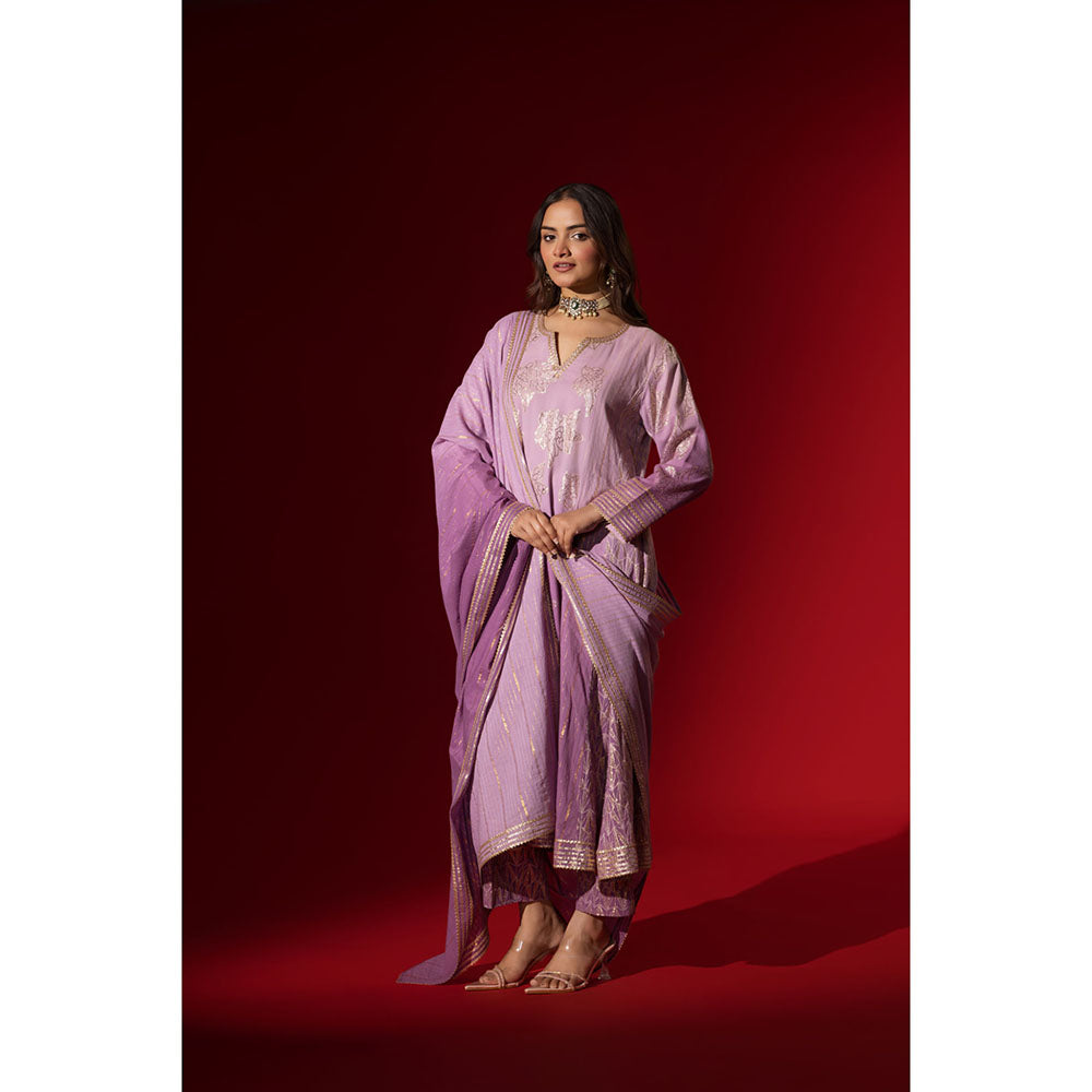 Naseebo Lilac Bloom Gota Work Anarkali with Pant & Dupatta