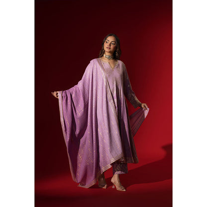 Naseebo Lilac Bloom Gota Work Anarkali with Pant & Dupatta