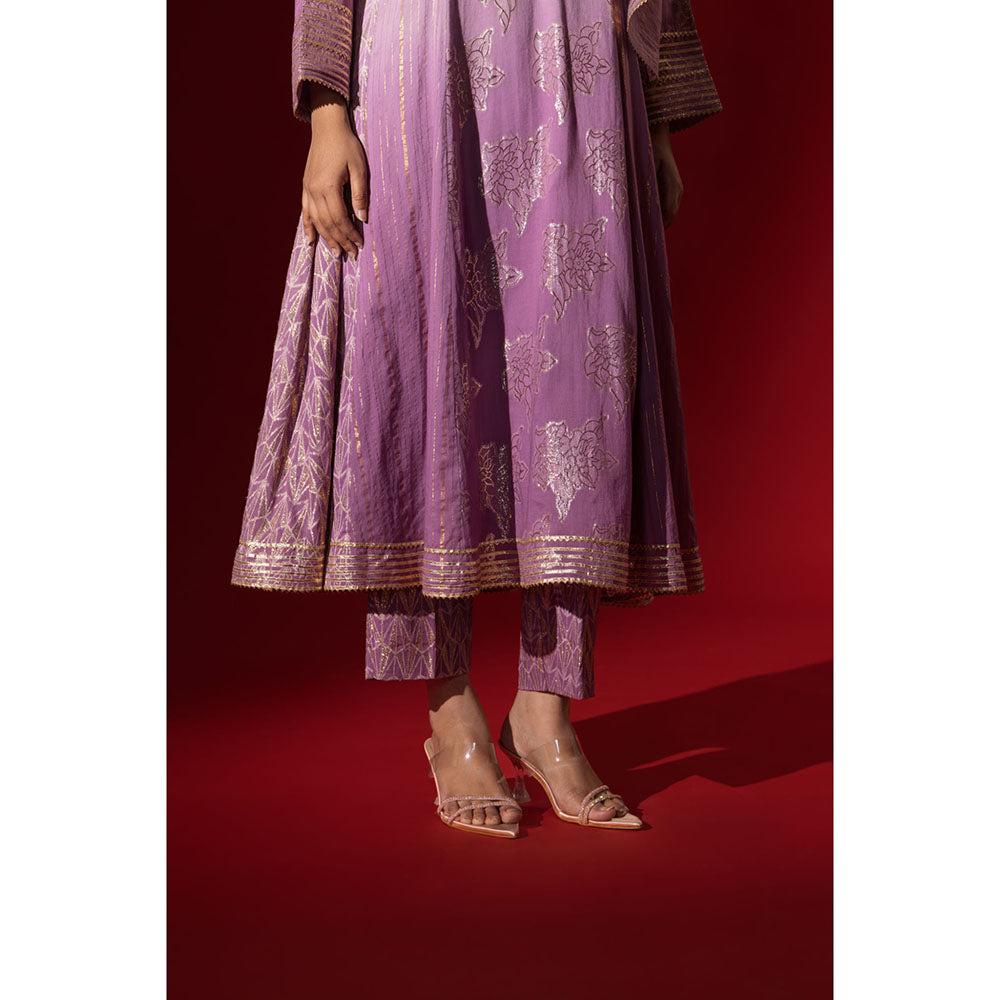 Naseebo Lilac Bloom Gota Work Anarkali with Pant & Dupatta