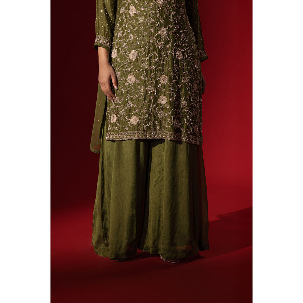 Naseebo Green Sunny Flare Kurta with Palazzo & Dupatta