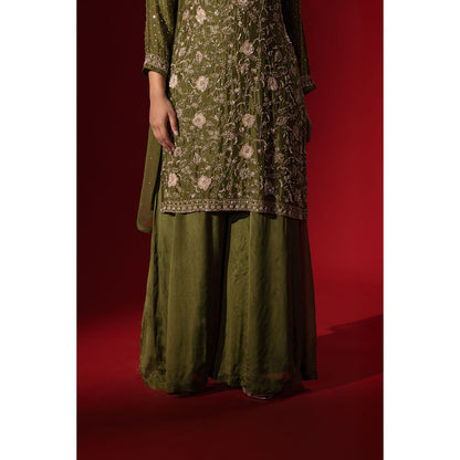Naseebo Green Sunny Flare Kurta with Palazzo & Dupatta