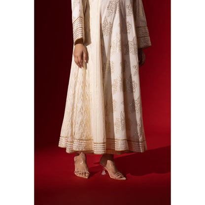 Naseebo Angel White Gota Work Anarkali with Pant & Dupatta