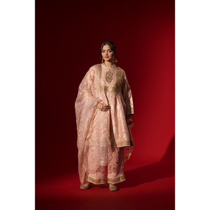 Naseebo Pink Sequin Brocade Kurta with Pant & Dupatta