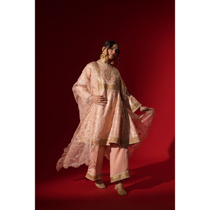 Naseebo Pink Sequin Brocade Kurta with Pant & Dupatta