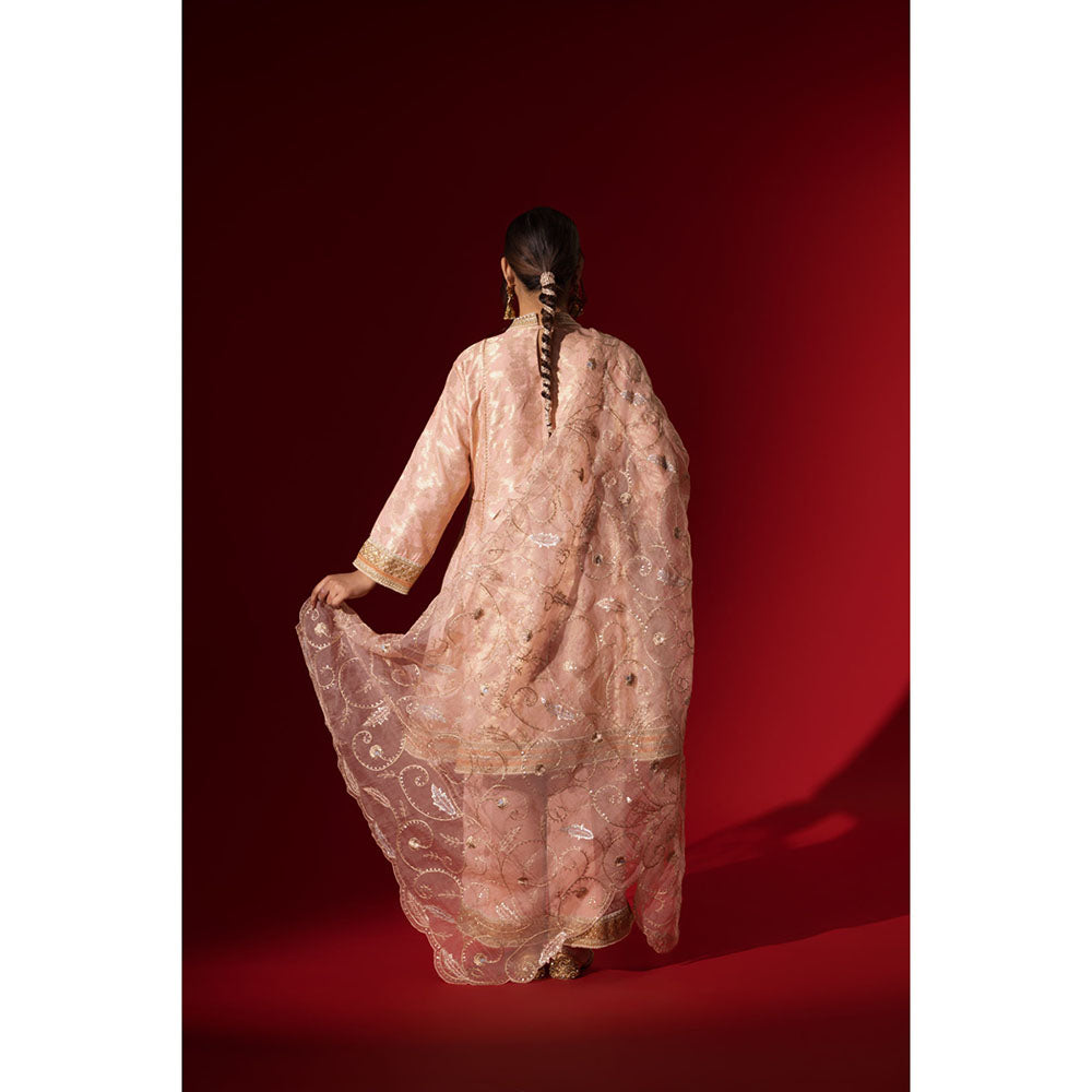 Naseebo Pink Sequin Brocade Kurta with Pant & Dupatta