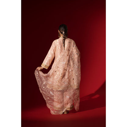 Naseebo Pink Sequin Brocade Kurta with Pant & Dupatta