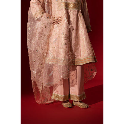 Naseebo Pink Sequin Brocade Kurta with Pant & Dupatta