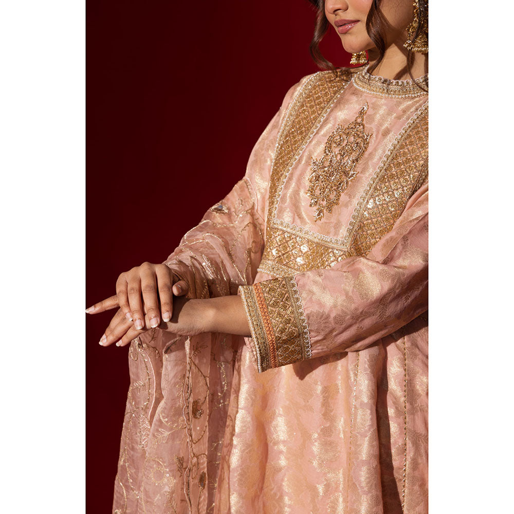 Naseebo Pink Sequin Brocade Kurta with Pant & Dupatta