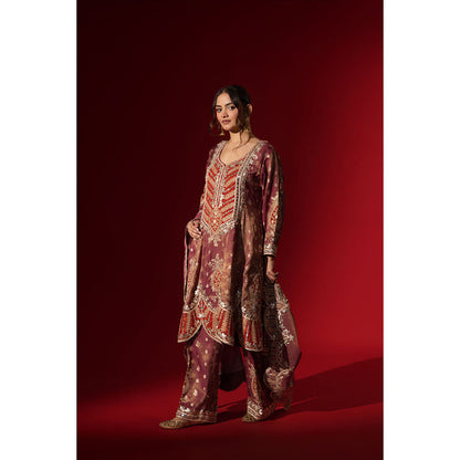 Naseebo Ruby Darbar Embroidery Brocade Kurta with Palazzo & Dupatta